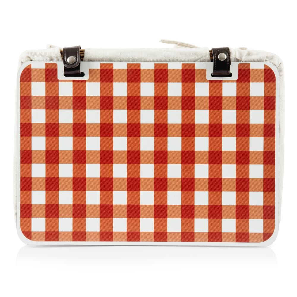 Small Natural Wicker Picnic Basket with Red Gingham Lid