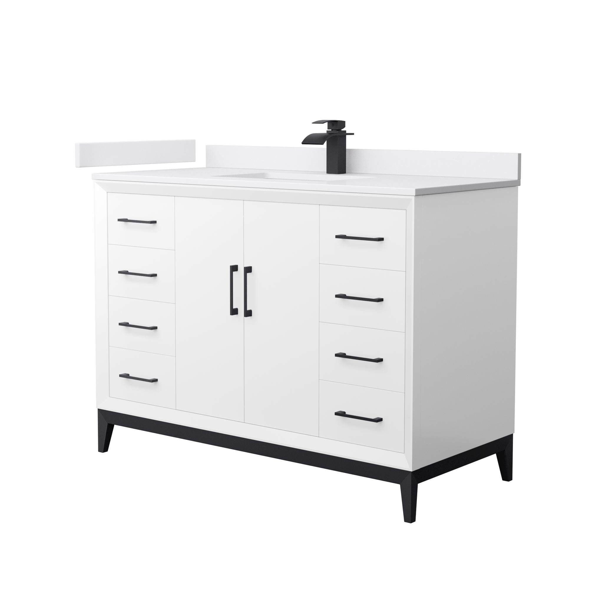 Wyndham Collection WCH818148SWBWCUNSMXX Amici 48-in White Undermount Single Sink Bathroom Vanity with White Cultured Marble Top