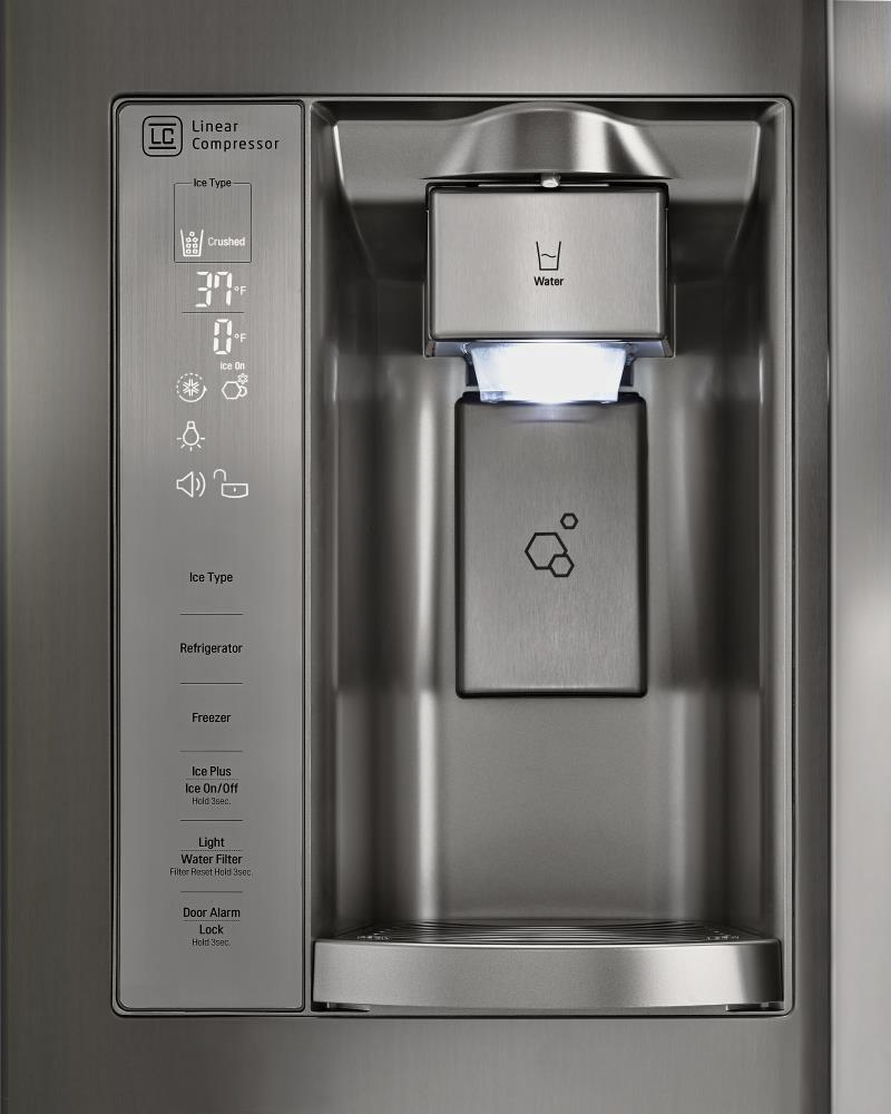 LG 26.1-cu ft Side-by-Side Refrigerator with Ice Maker (Printproof Black  Stainless Steel) at