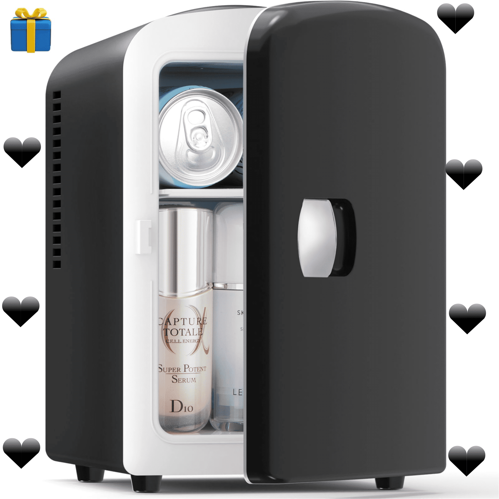 COWSAR LSMF34-F3404B 4L Cosmetics Fridge with Lighted Makeup Mirror 0.14-Cu. Feet Mini Fridge (Black)