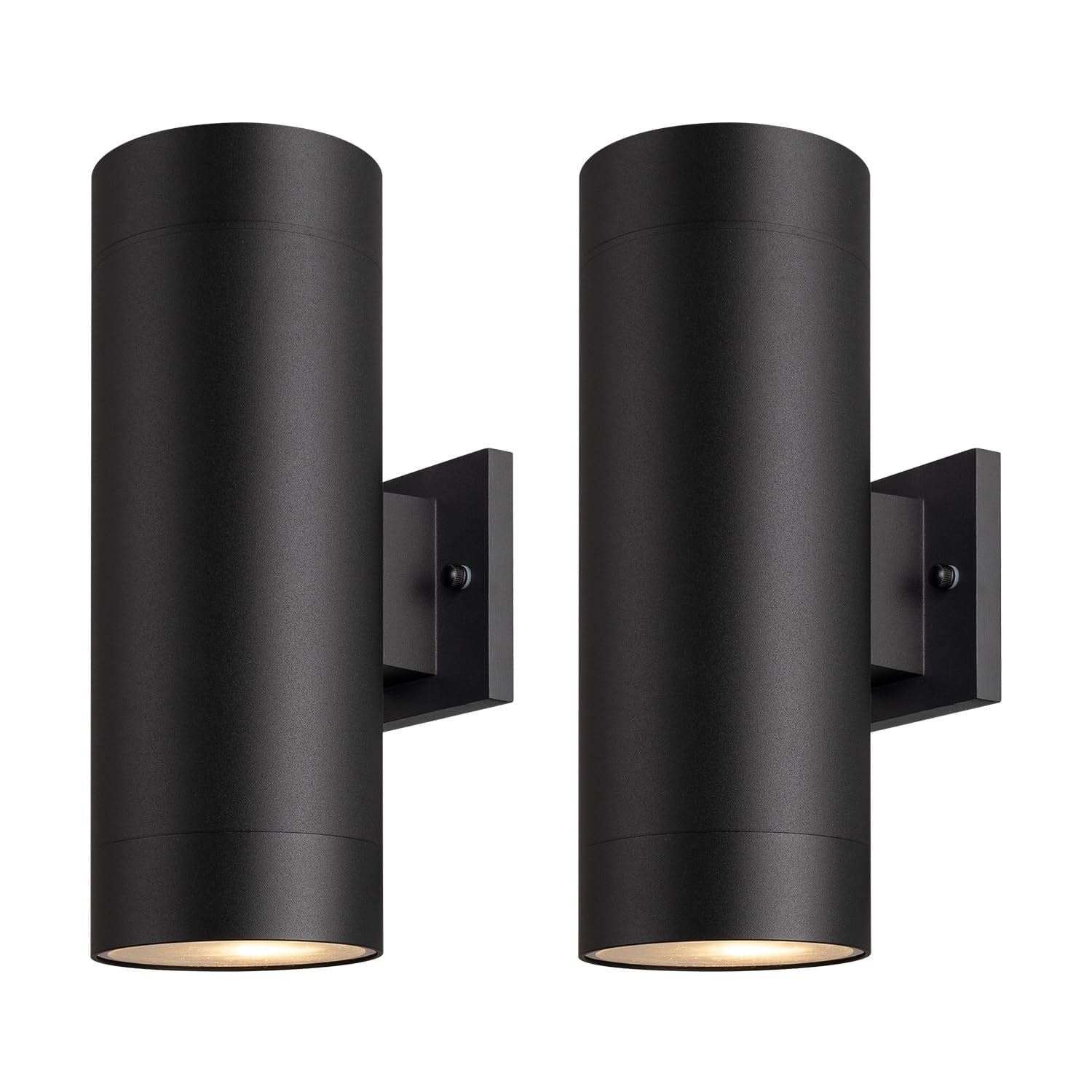 Vrbgify  14 inch Modern Outdoor Wall Sconce 2 pack Matte Black IP65 Waterproof Aluminum Cylinder with Tempered Glass Cover ETL Listed Patio Porch