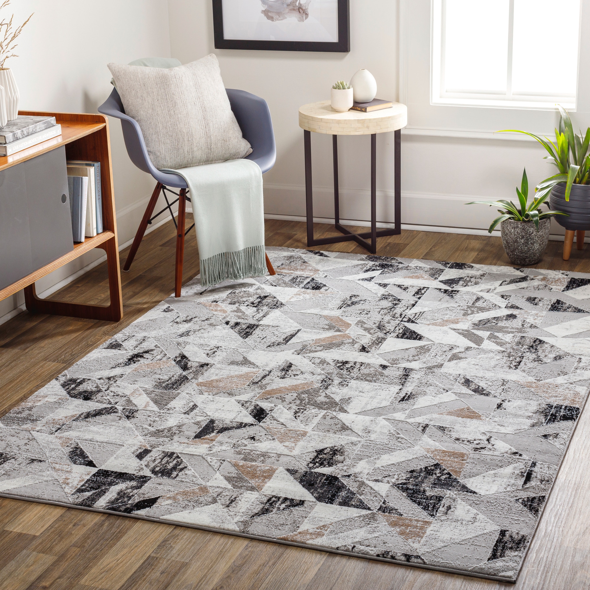 Livabliss ALG2301-537 Allegro 5 x 8 (ft) Loomed Polyester Black Rectangular Indoor Geometric Area rug