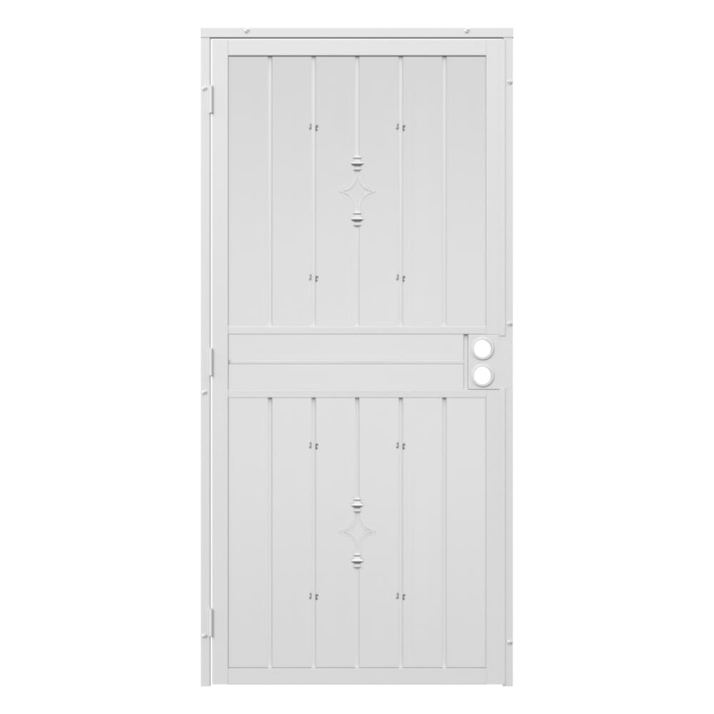 Covington 32-in x 81-in White Steel Surface Mount Security Door with Black Screen | - Gatehouse 91836031