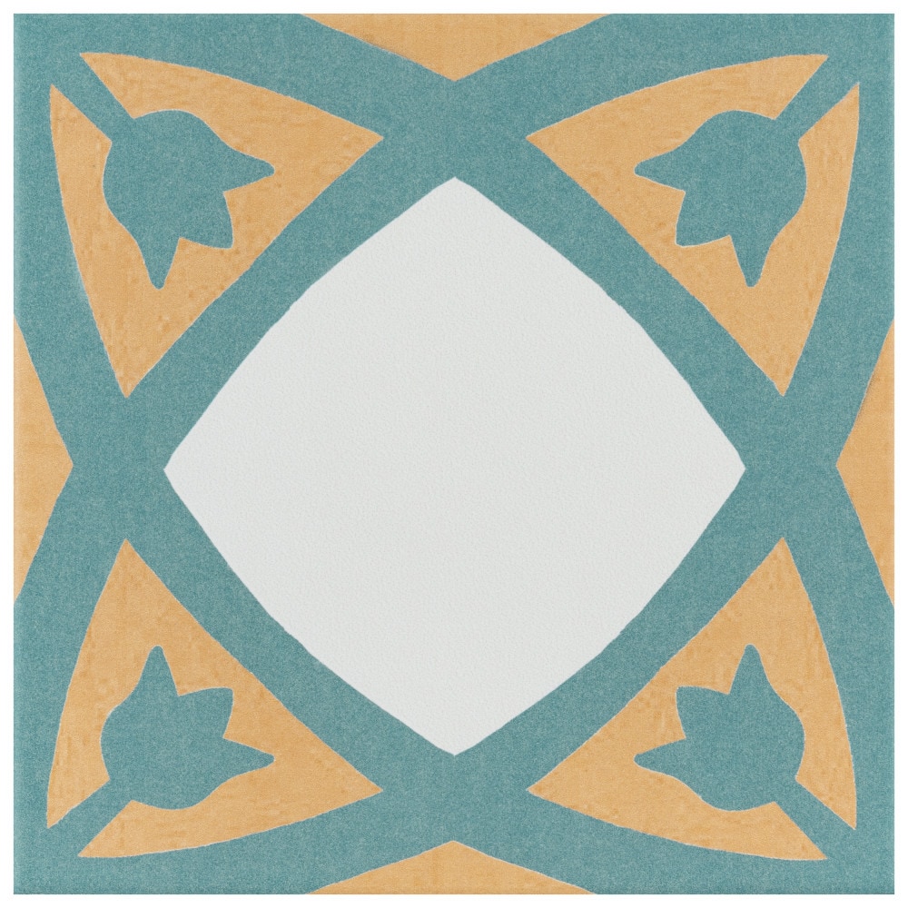 Affinity Tile FRC8REVT Revival Tulip 8-in x 8-in Matte Ceramic Patterned Floor and Wall Tile (10.75-sq. ft/ Carton)
