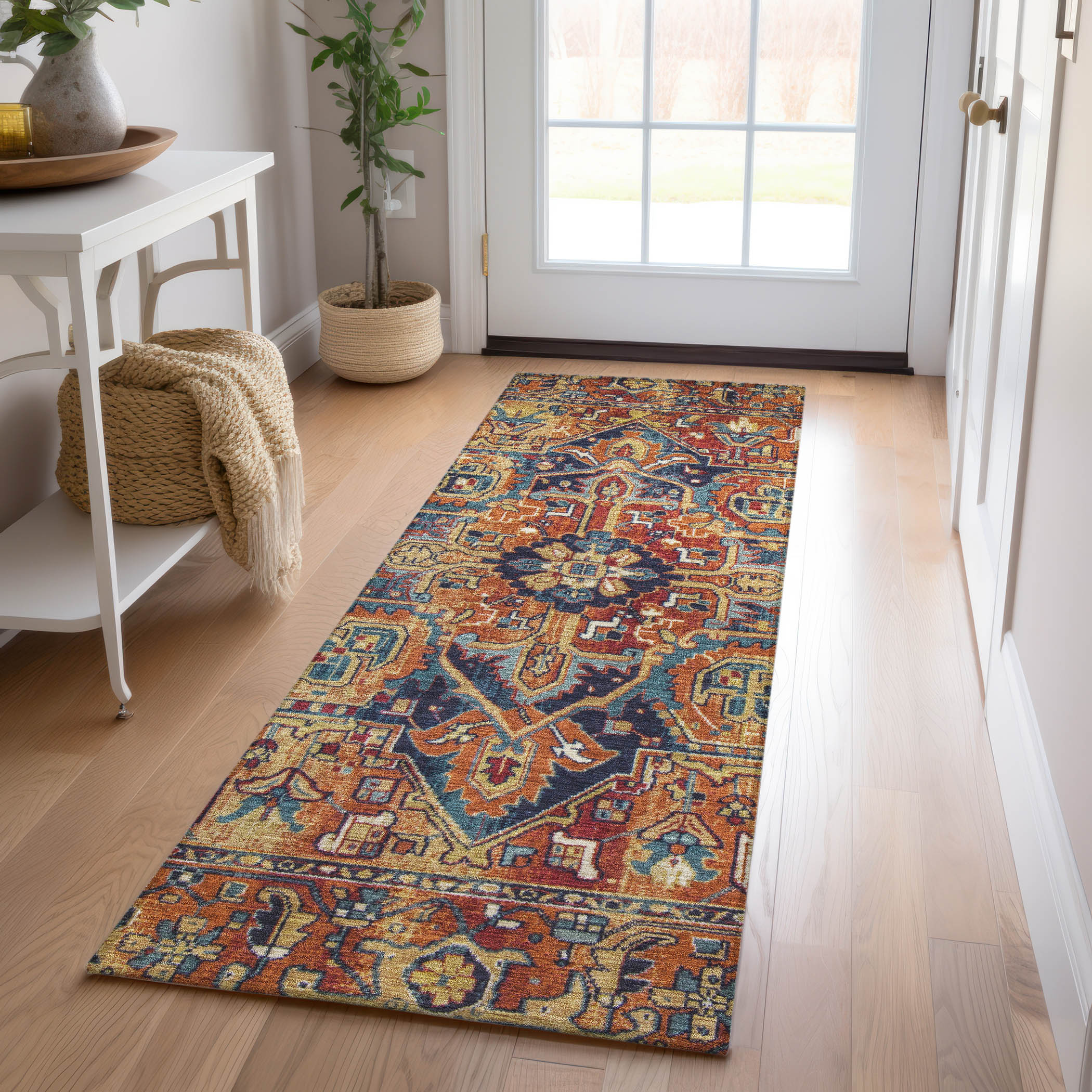 Addison Rugs ACN570PK2X8 Chantille ACN570PK 2 x 7 (ft) Polyester Paprika Rectangular Indoor/Outdoor Geometric Oriental Machine washable Area rug