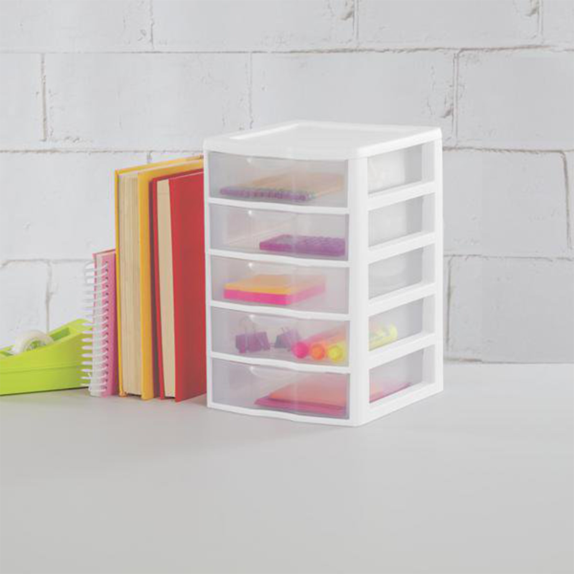 Sterilite ClearView Compact Stacking 3 Drawer Storage Organizer System for  Crafting Supplies, Home Office, or Dorm Room, White (8 Pack)