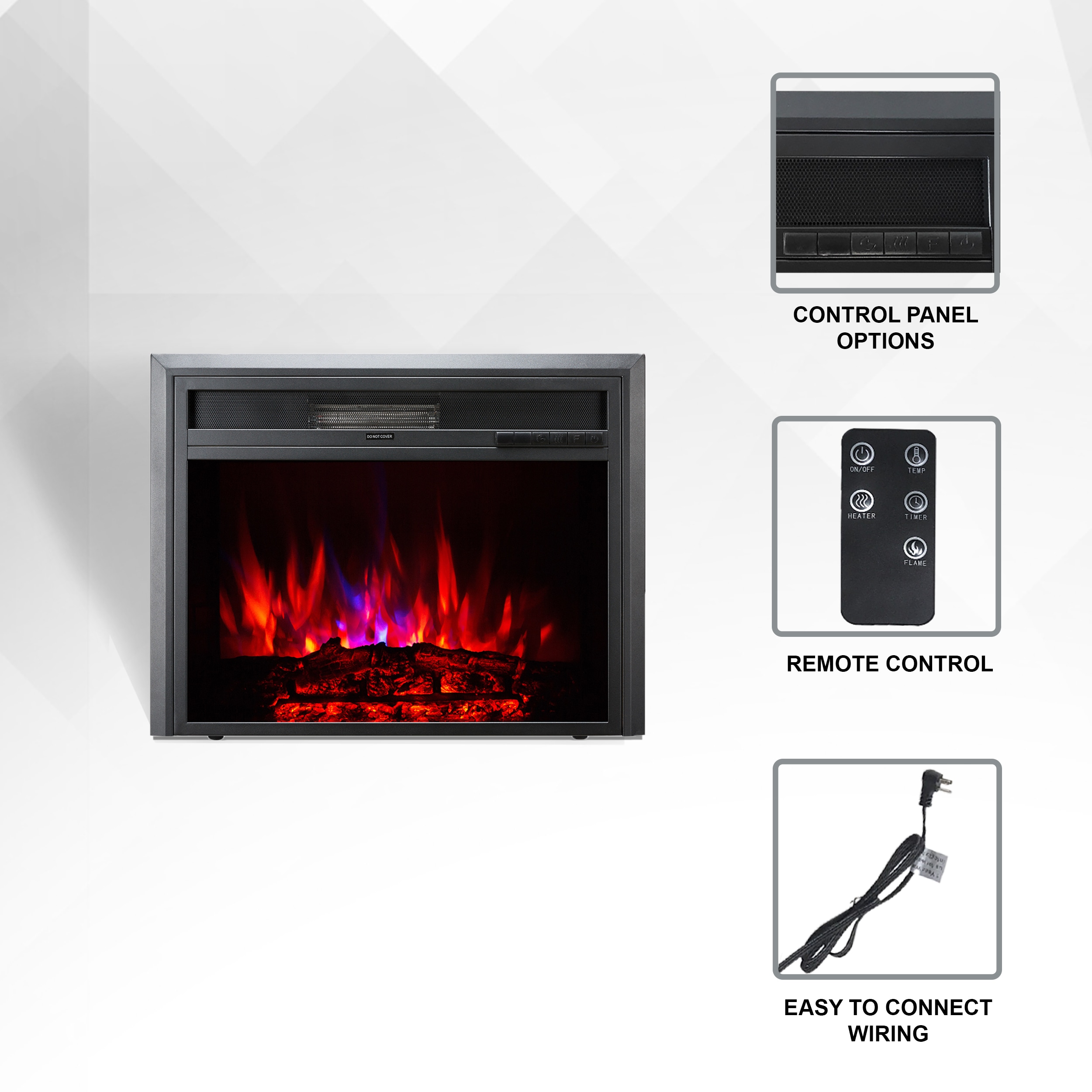 XBrand 31.89-in Black Electric Fireplace Insert in the Electric Fireplace  Inserts department at