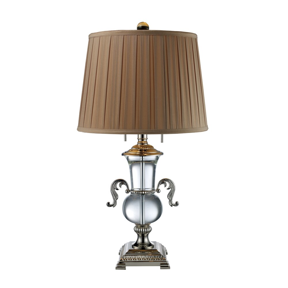 Westmore Lighting TL0181D Barna 29.2-in Clear Crystal 3-Way Table Lamp with Fabric Shade