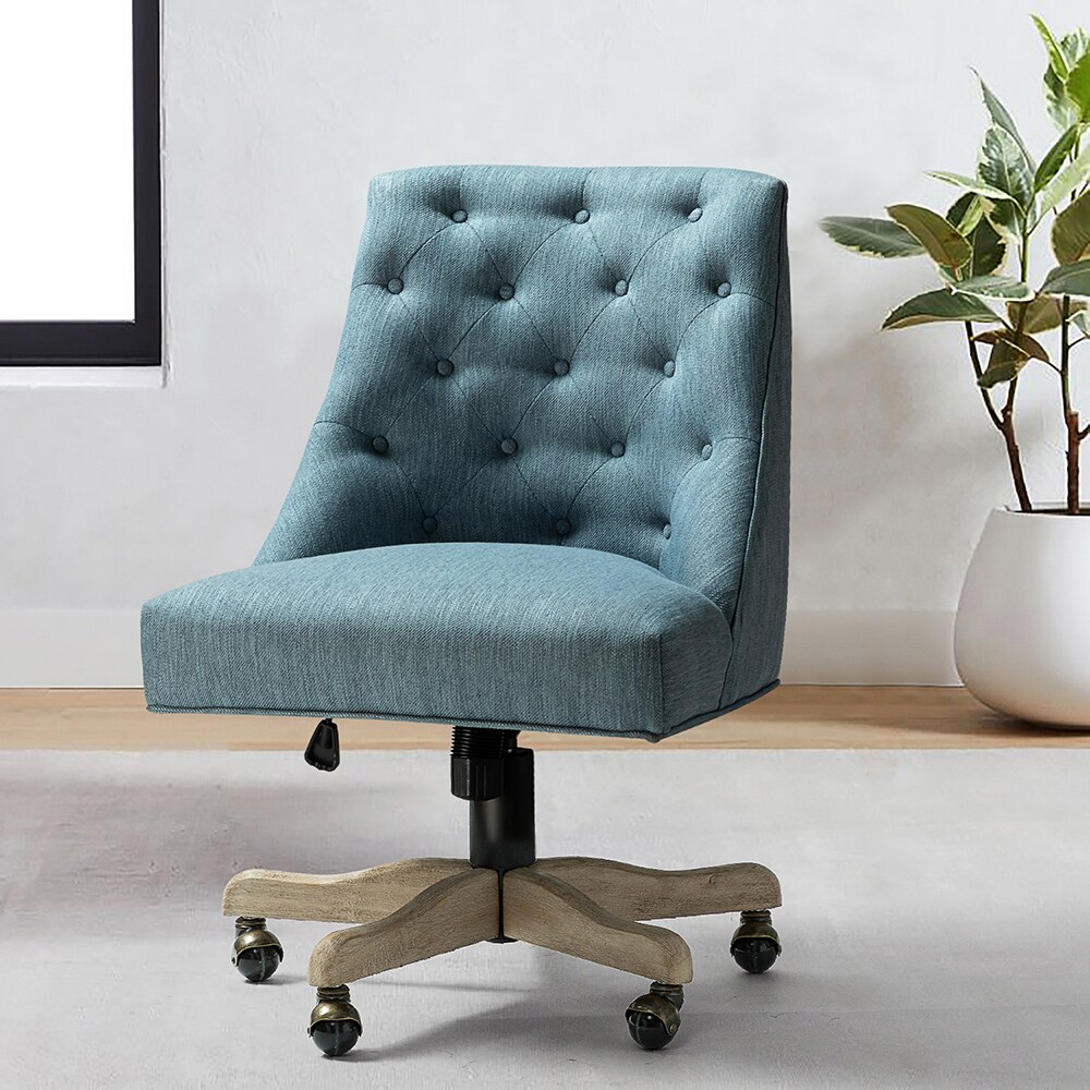 14 Karat Home Blue Contemporary Armless Task Chair with Ergonomic ...