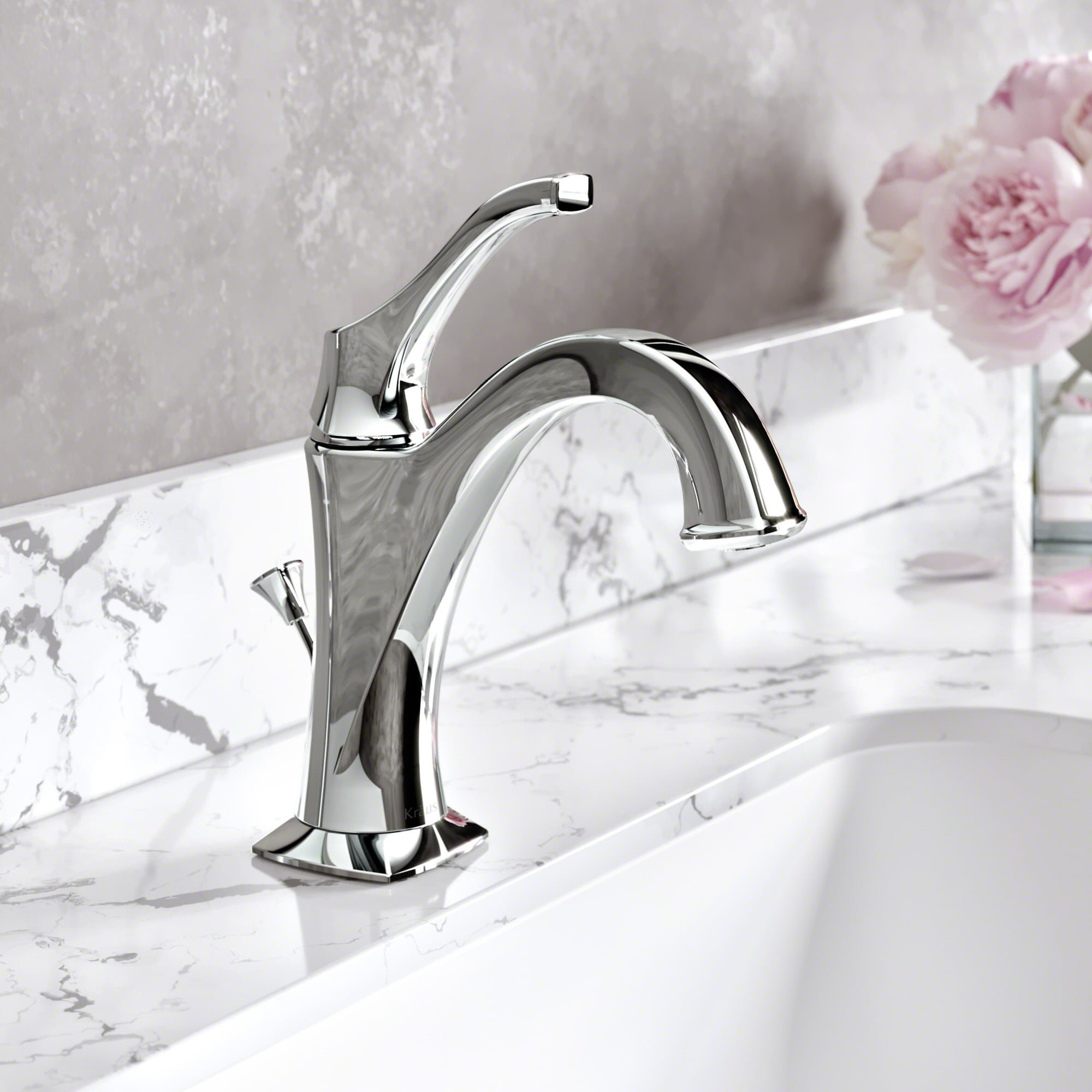 Arlo Chrome Single Handle Brass Bathroom Faucet Set