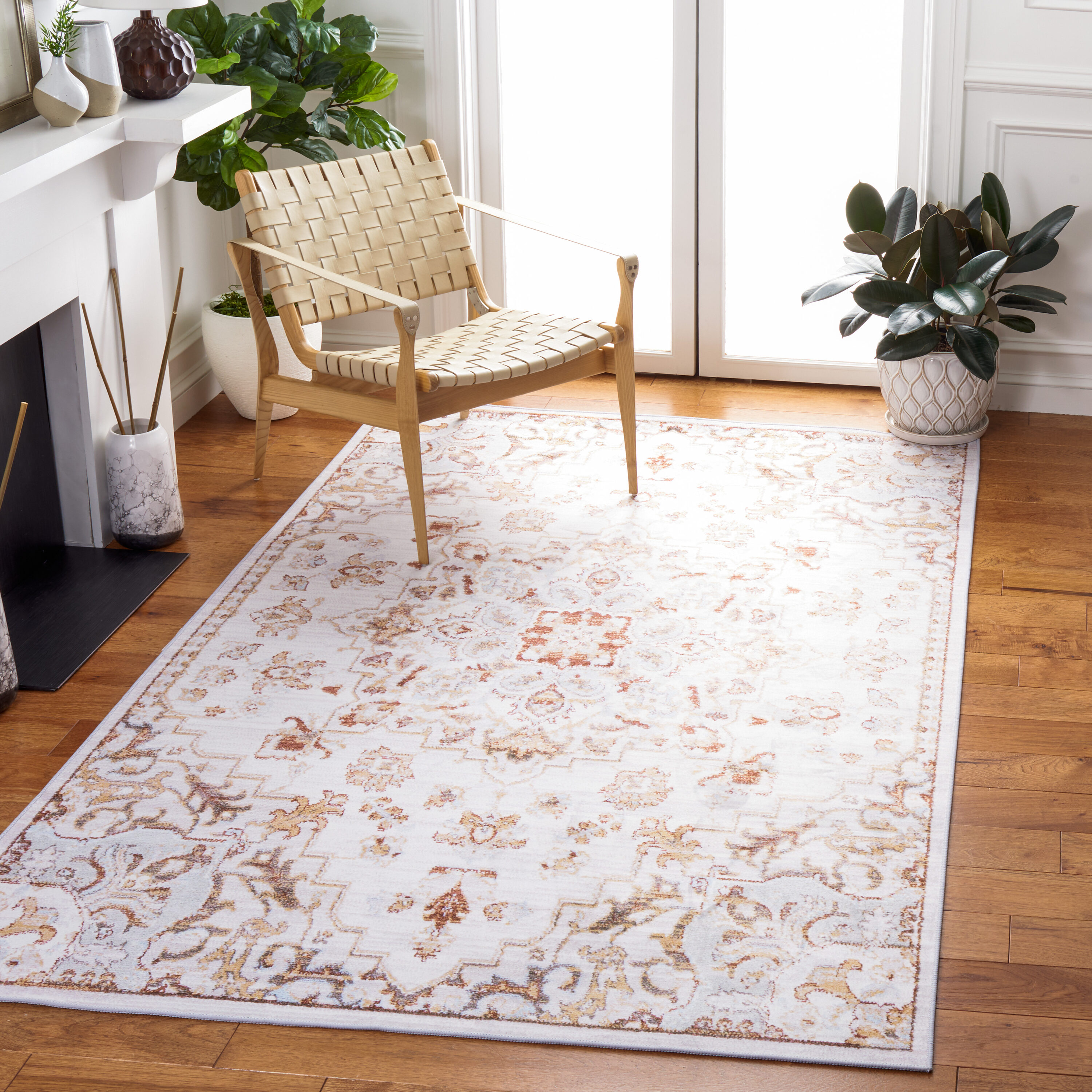 Safavieh TSN103B-6 Tucson 7 x 9 (ft) Loomed Polyester Beige/Gray Rectangular Indoor Medallion Machine washable Area rug