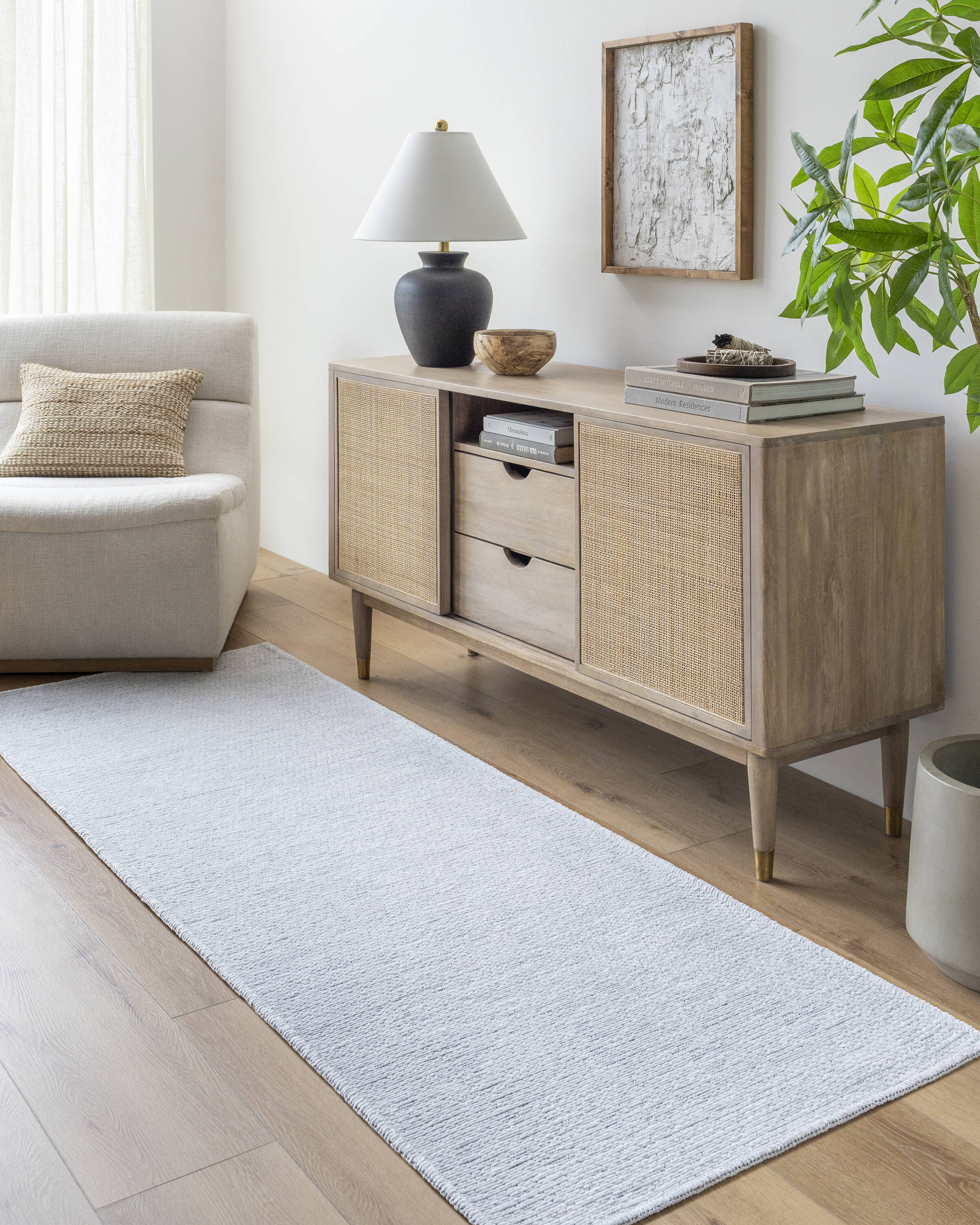 Livabliss QBC2300-2710 Quebec 3 x 10 (ft) Polyester Light Sage Rectangular Indoor Abstract Mid-Century Modern Machine washable Runner rug