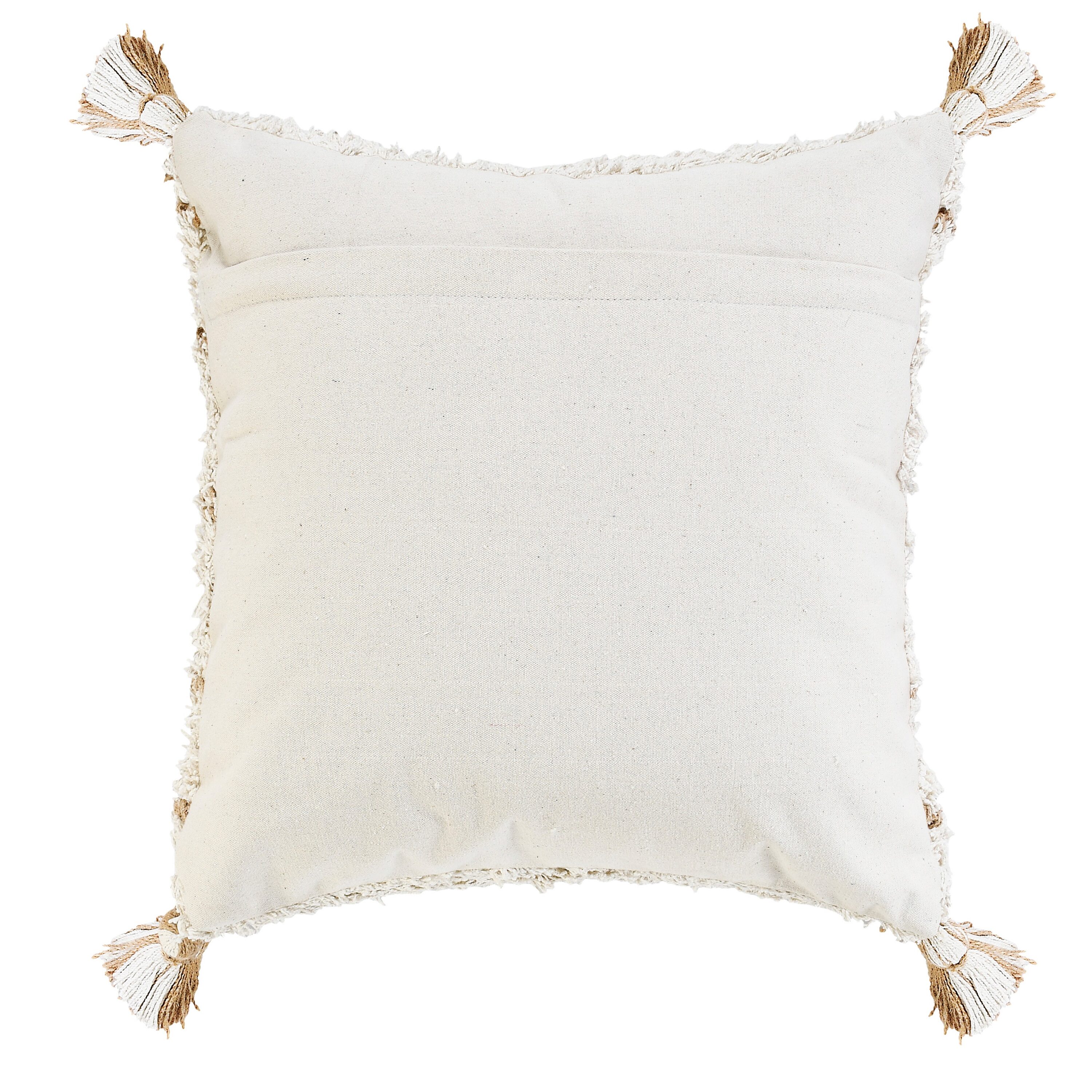 Boho-Chic Diamond Pattern Jute and Cotton Square Pillow