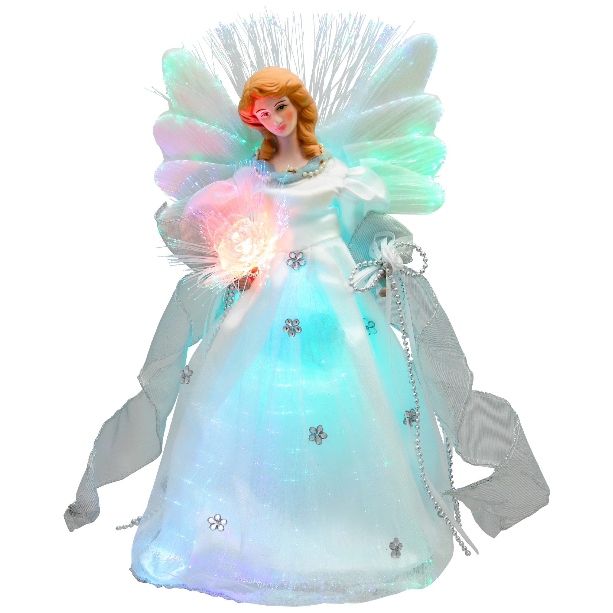 Northlight 35771103 12-in Star White Multicolor Christmas Tree Topper