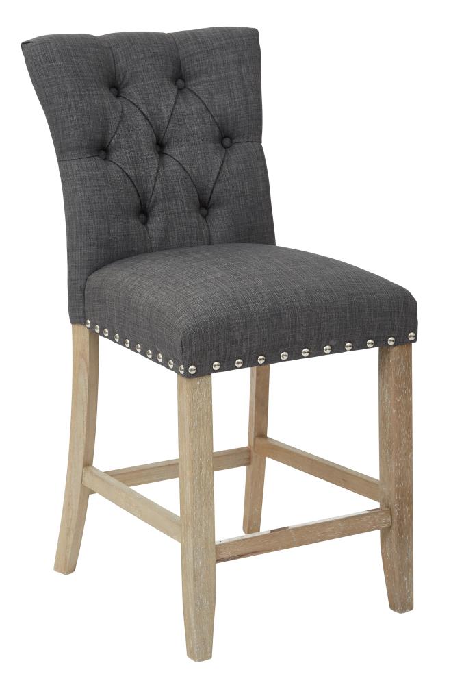 OSP Home Furnishings Preston Set of 2 Marlow Charcoal 24-in H Counter  height Upholstered Wood Bar Stool at