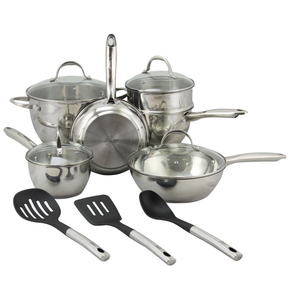 J&V Textiles 7-Piece Stainless Steel Pots and Pans Kitchen Cookware Set, Silver