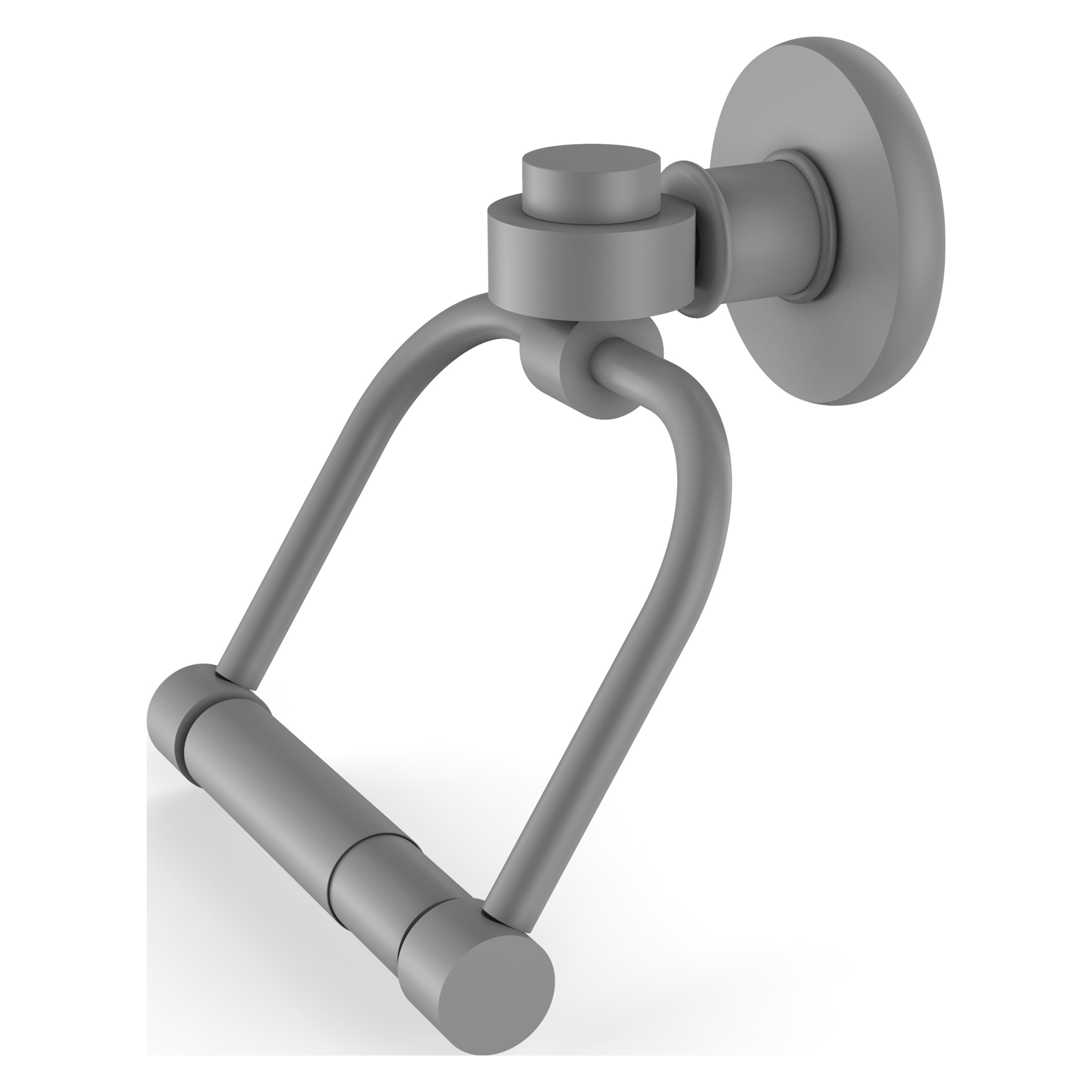 Allied Brass 2024-GYM Continental Matte Gray Wall mount Double post Toilet Paper Holder 1 -Rolls with Storage