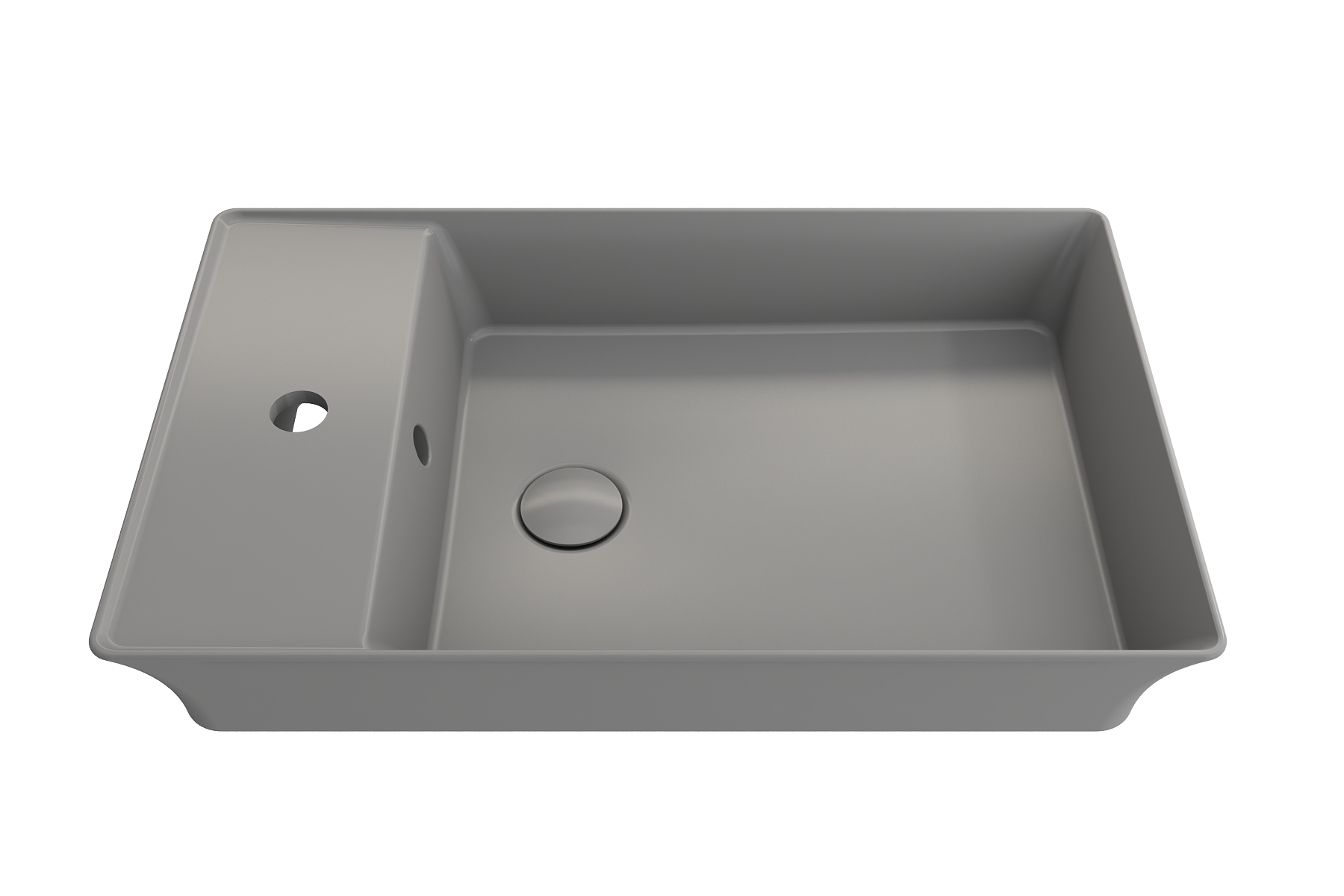 BOCCHI 1479-006-0126 Fire Clay 15-in Vessel Rectangular Modern Matte Gray Bathroom Sink