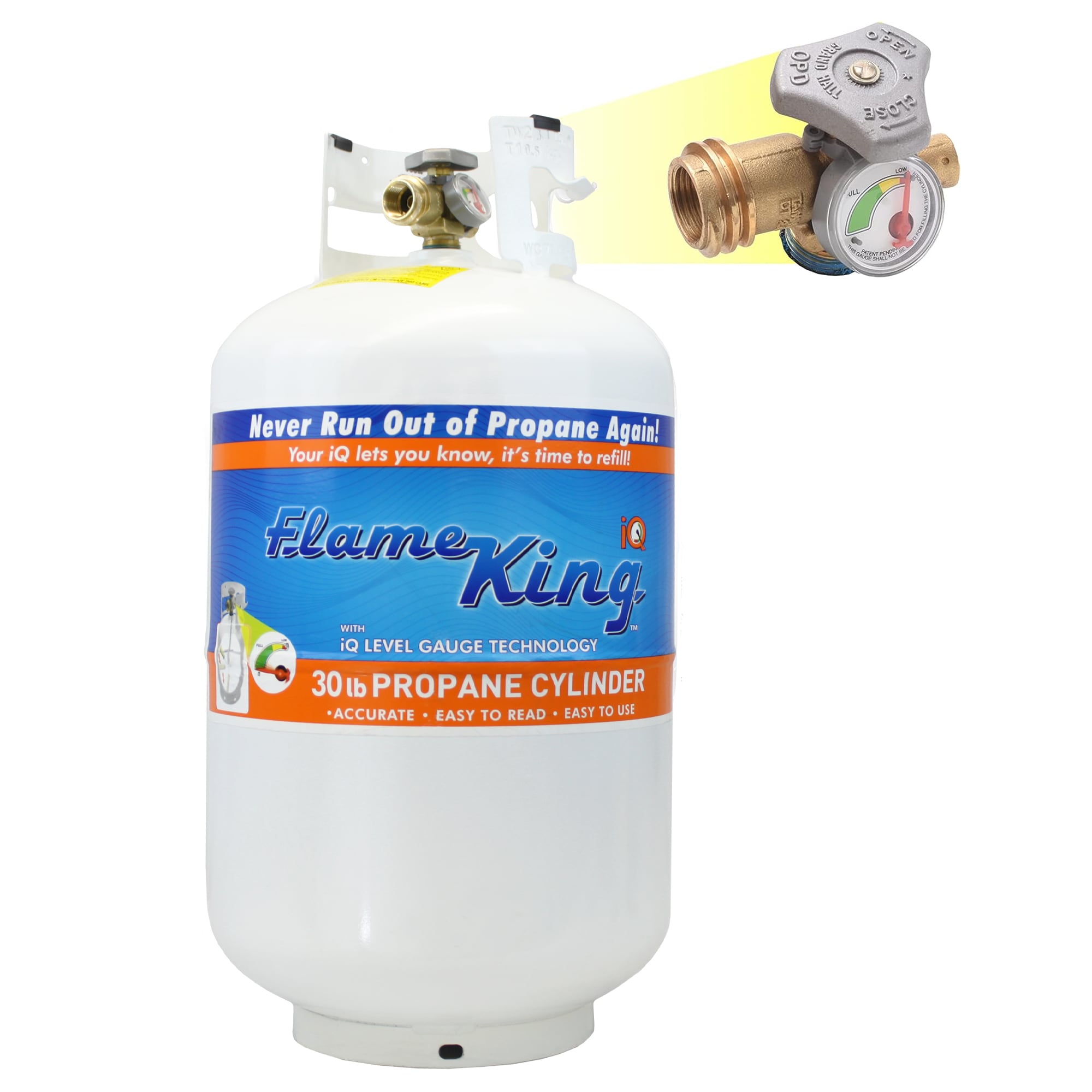Flame King YSN330 30LB Empty LP Cylinder, OPD Valve Built-in Gauge Steel Empty Propane tank