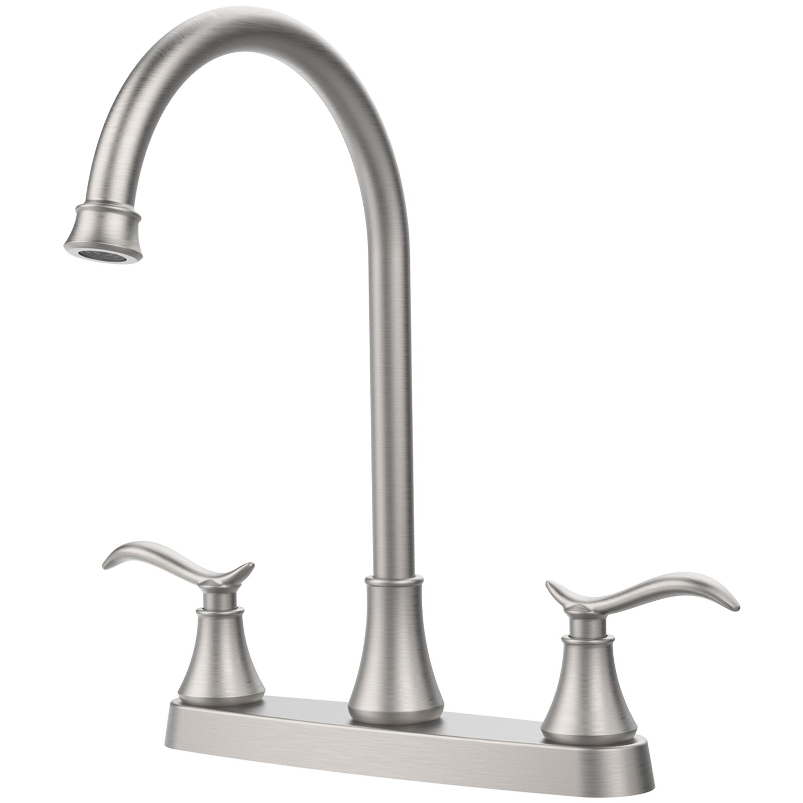 CASAINC Brushed Nickel Double Handle Deck-mount Kitchen Faucet (Includes Deck Plate)