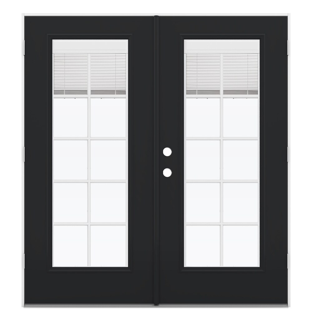 JELD-WEN LOWOLJW182200315 72-in x 80-in x 4-9/16-in Jamb Low-e Blinds and Grilles Between The Glass Eclipse Fiberglass French Left-Hand Outswing Double Patio Door