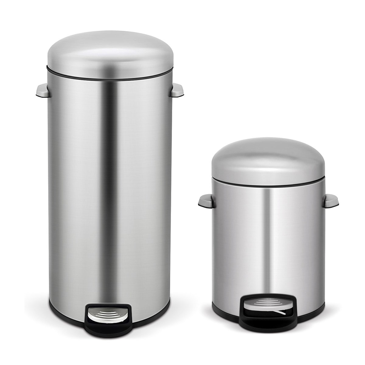 MEGA CASA MGCS-AS1805 8 Gallon and 1.3 Gallon Step-On with Soft-Close Lid Stainless Steel Indoor/Outdoor Trash Can