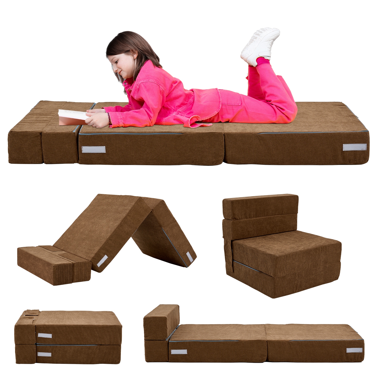Esazn I1600160-GE-MLYU Kids Play Couch 63-Inches Modern Brown 2 -seater Reclining Sofa
