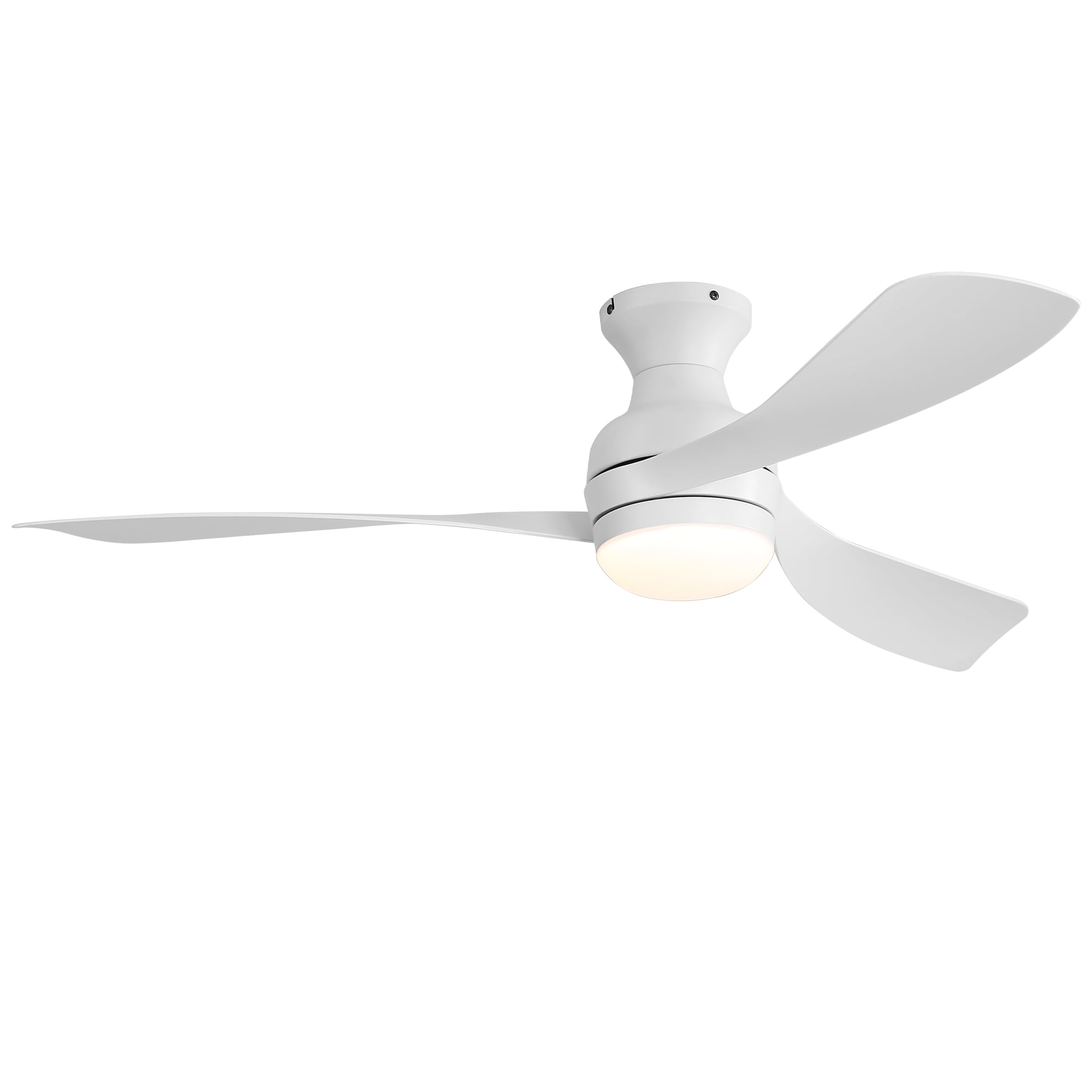 RKZHOPT Ceiling Fans 52-in White with White Blades LED Covered Outdoor Flush Mount Ceiling Fan With Light and Remote Control Included 3 -Blade