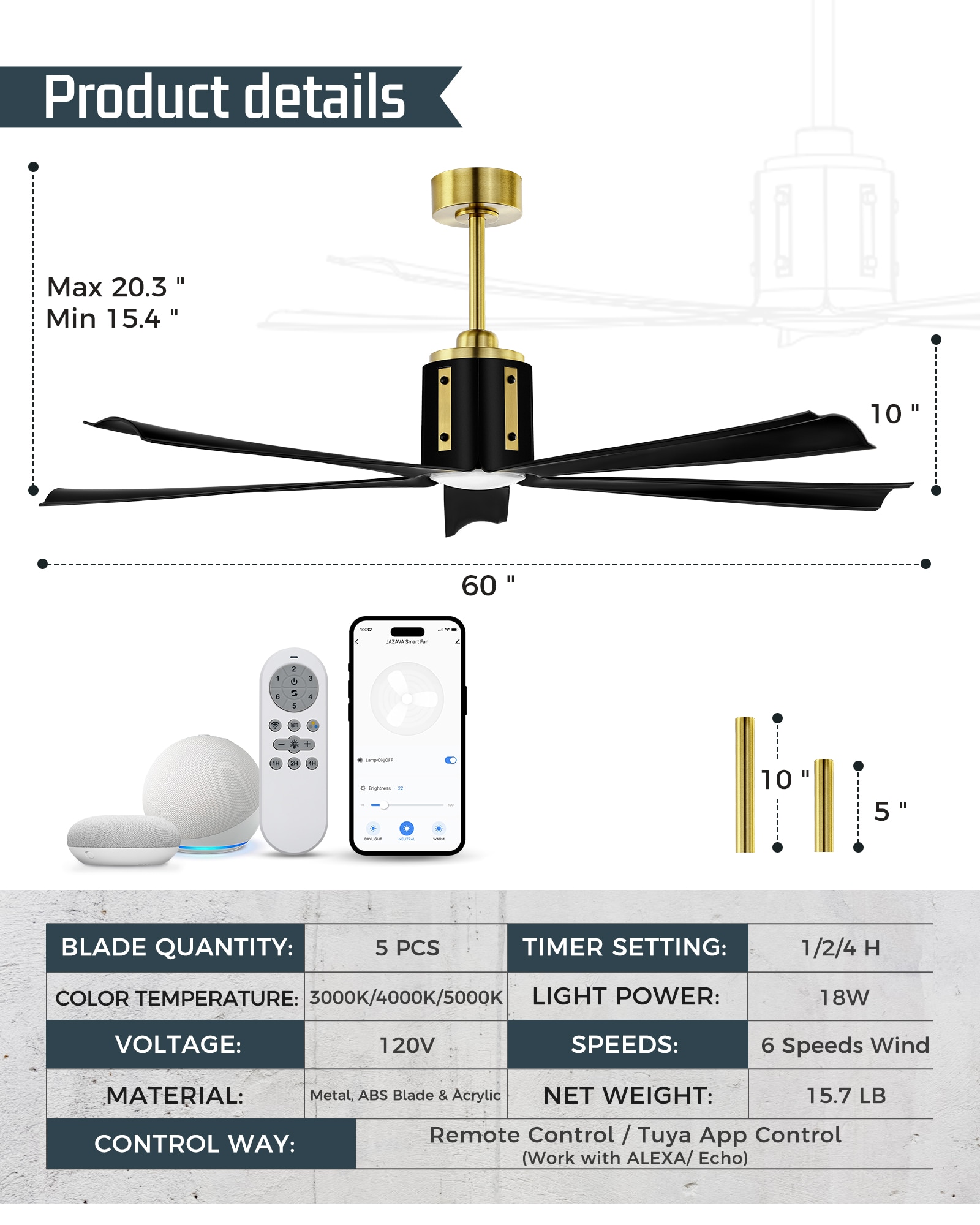 LTMATE LSLT-CF02-BGB Ceiling-Fans - View #2