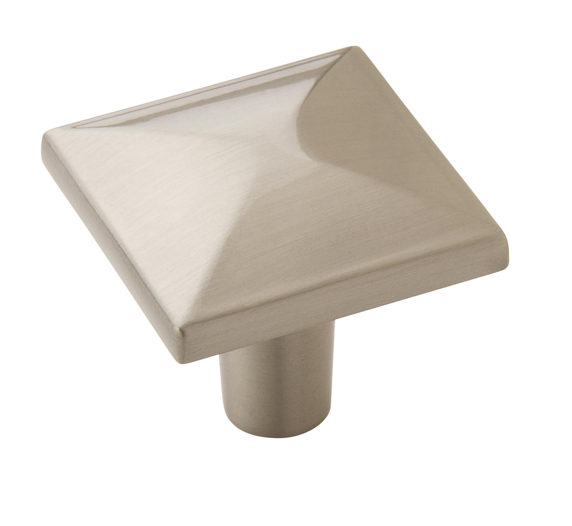 Satin Nickel Square Modern Cabinet Knob with Mounting Hardware