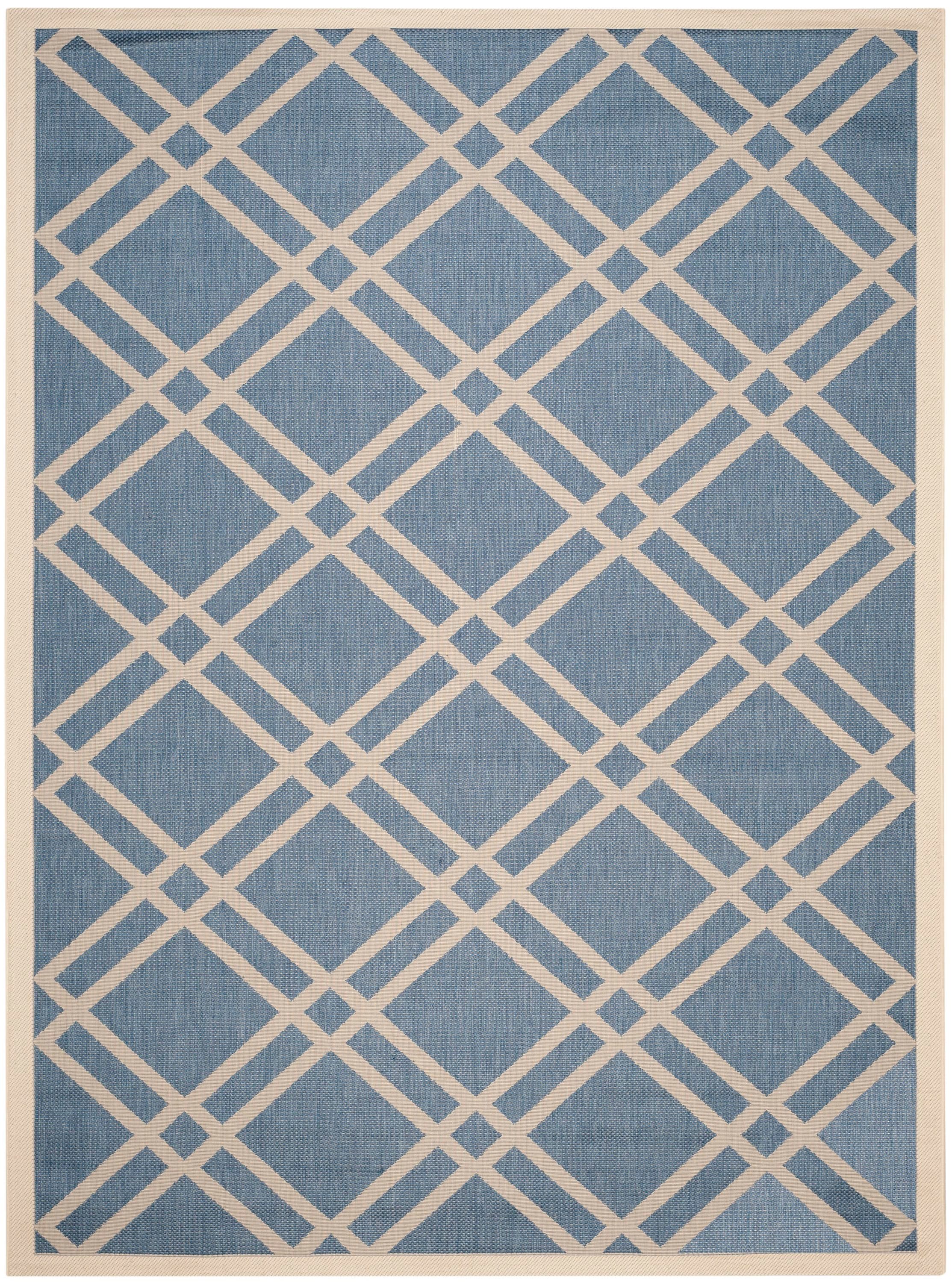 Safavieh CY6923-243-9 Courtyard Eden 9 x 12 (ft) Loomed Polypropylene Blue/Beige Rectangular Indoor/Outdoor Trellis Coastal Area rug