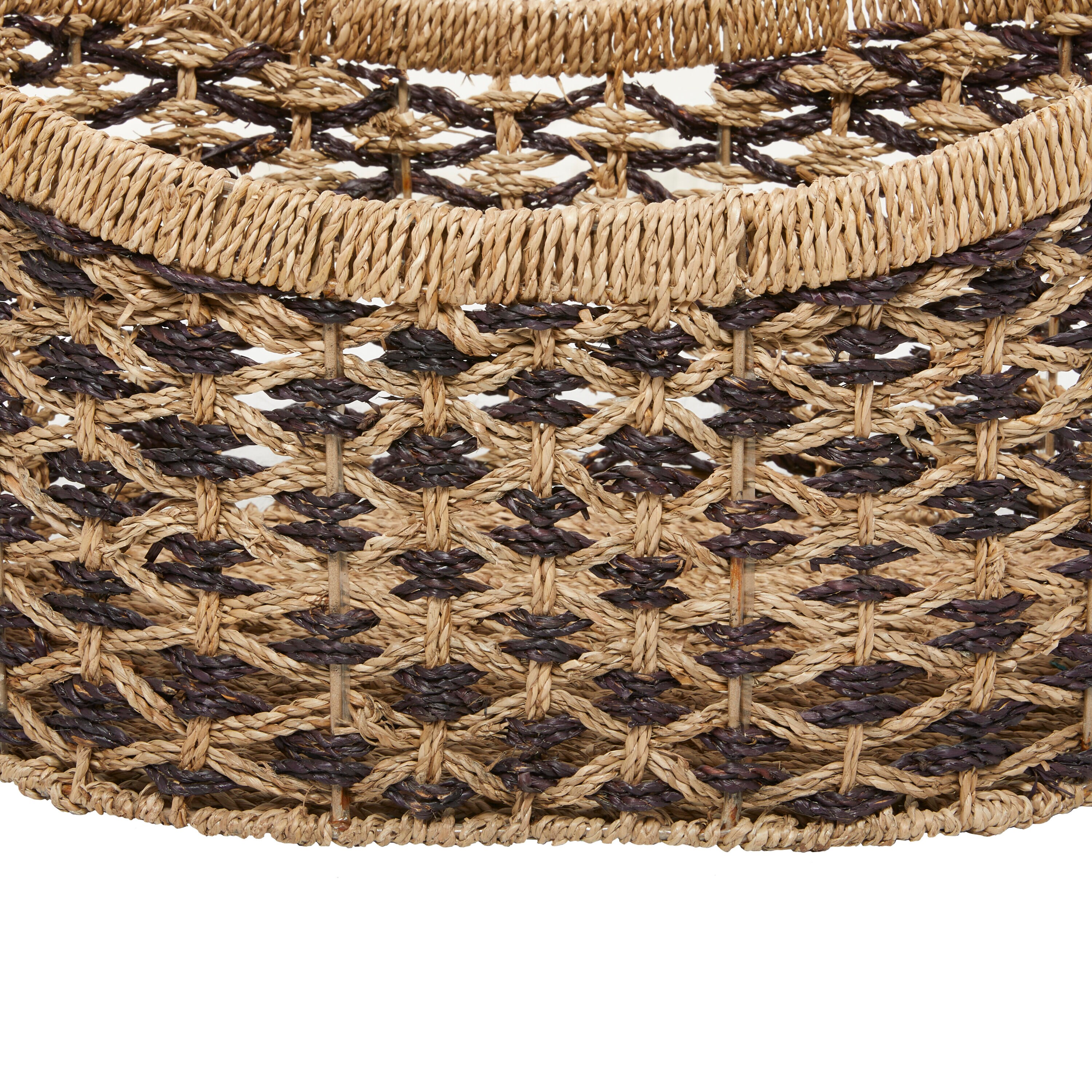 CosmoLiving by Cosmopolitan Traditional Seagrass Storage Basket - Set of 2, Dark Brown