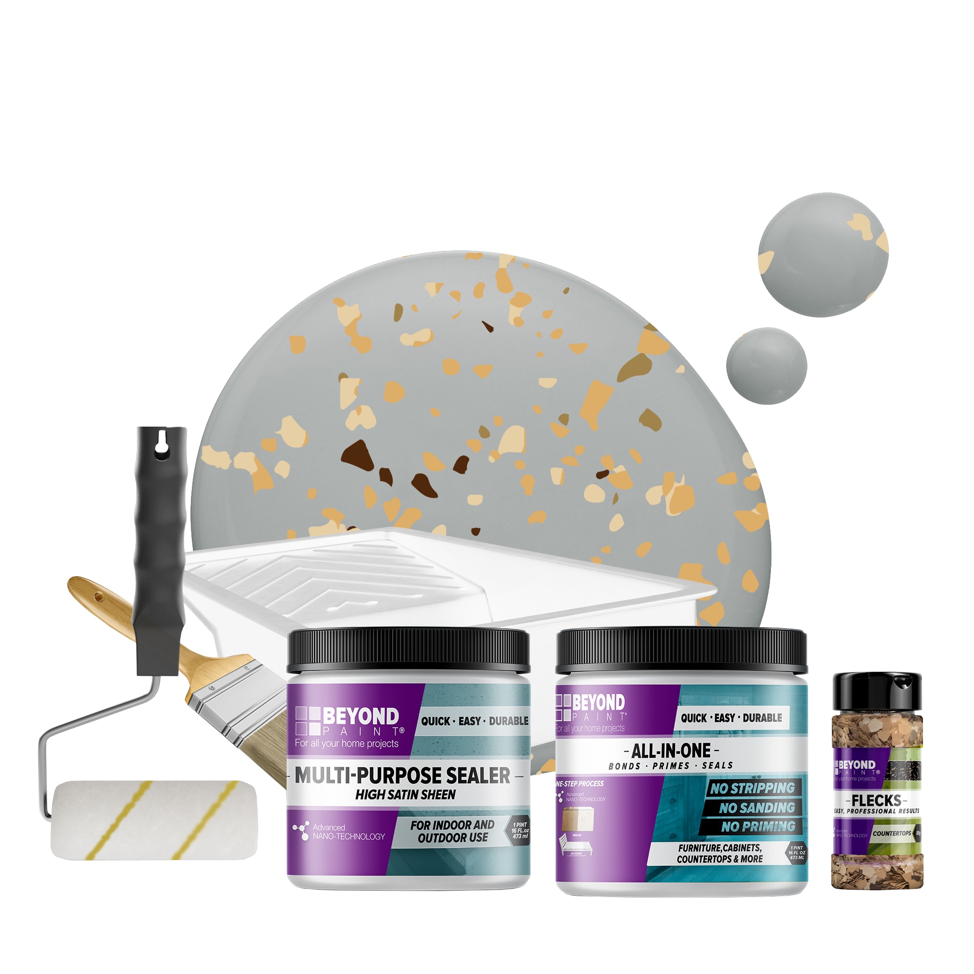 Beyond Paint BP44 Countertop and Multi-Surface Autumn Countertop Fleck Kit in Soft gray Flat Countertop Refinishing kit