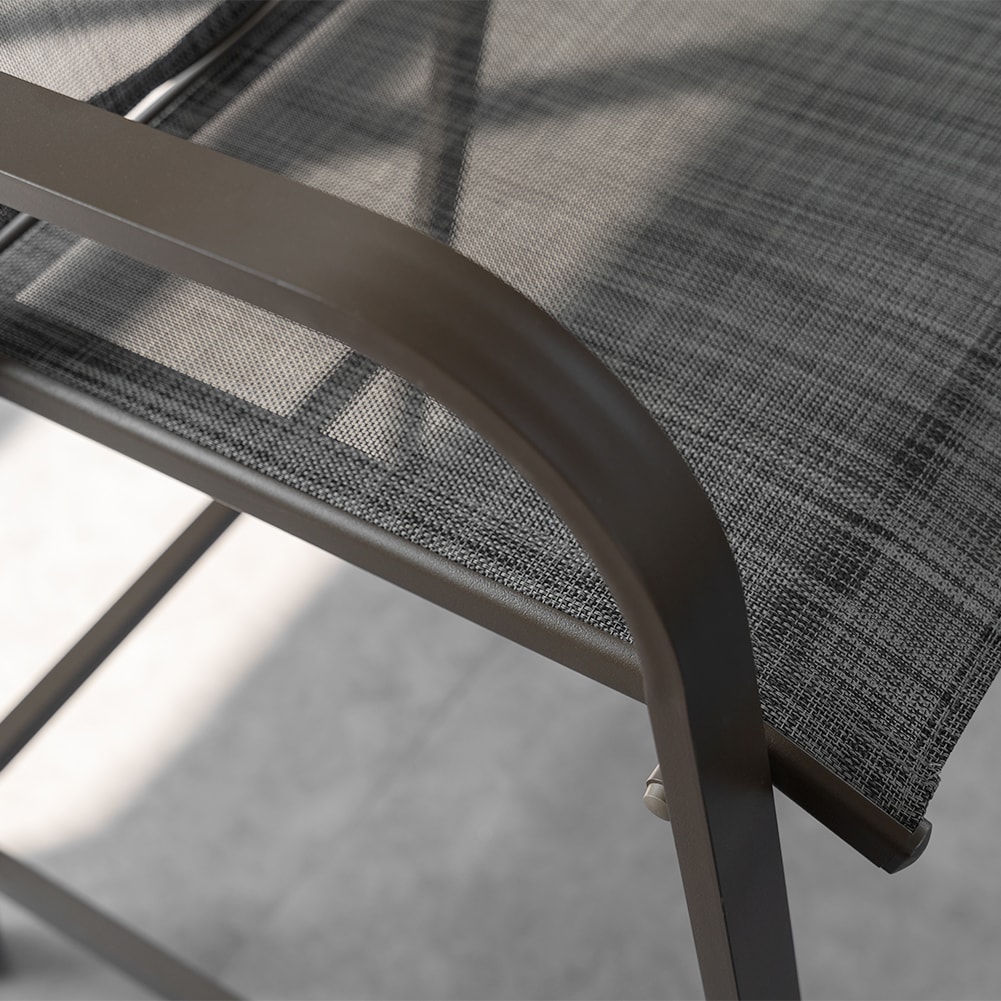 Set of 4 Black and Gray Outdoor Aluminum Bar Stools