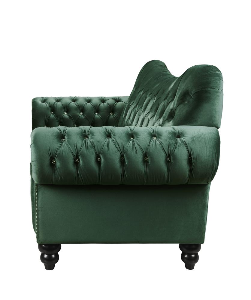 ACME FURNITURE Iberis 91-in Vintage Green Velvet 3-seater Sofa in the ...