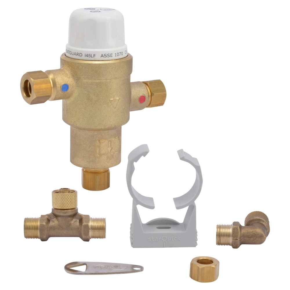 Cash Acme 24525 3/8-in ID Compression x 3/8-in OD Compression Brass Thermostatic mixing valve