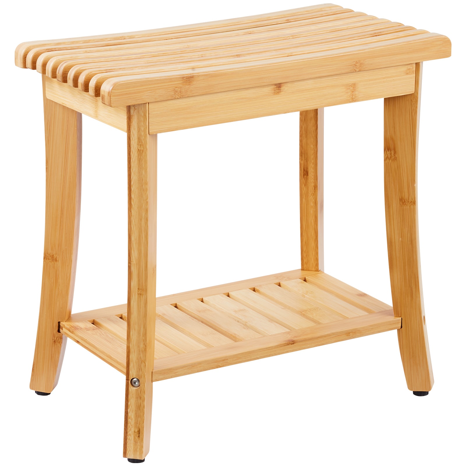 GIVIMO Bamboo Shower Bench 19.1 x 11.3 x 18.3-in Waterproof Shower Stool with Storage Shelf 330-lb Capacity Spa Bath Seat for Adults Seniors Indoor Outdoor