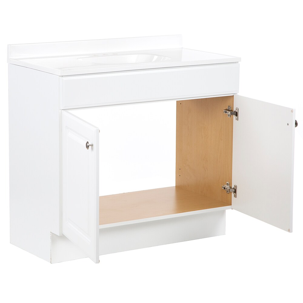 Project Source 36-in White Single Sink Bathroom Vanity with White ...