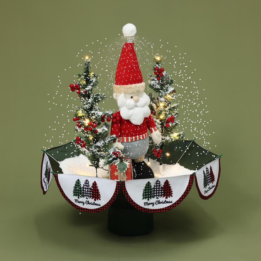 31.5" Red and Green Animated Musical Snowing Christmas Decor with LED Lights