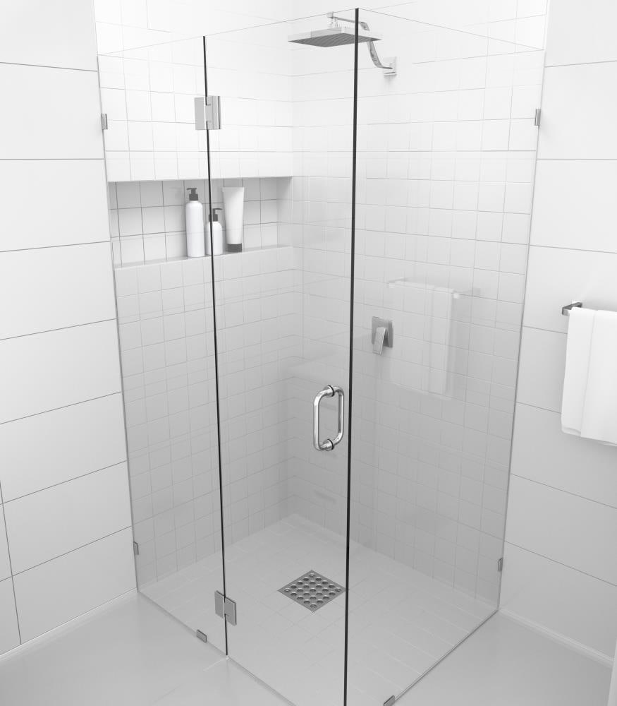 Glass Warehouse Polished Chrome 48 In X 78 In Frameless Hinged Soft Close Shower Door At