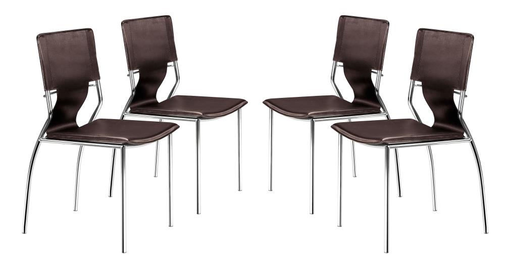 Zuo Modern 404133 Set of 4 Trafico Contemporary/Modern Faux Leather Upholstered Dining Side Chair (Metal Frame)