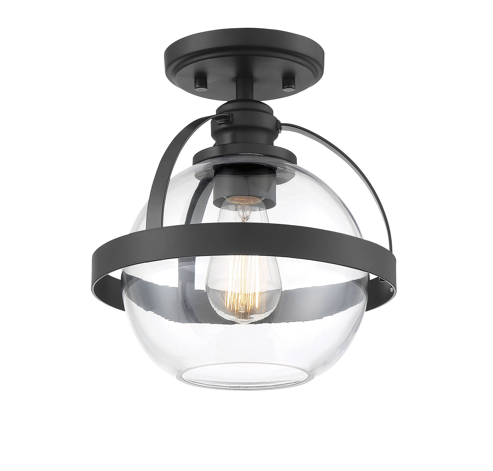 Matte Black Glass Semi-Flush Mount Ceiling Light