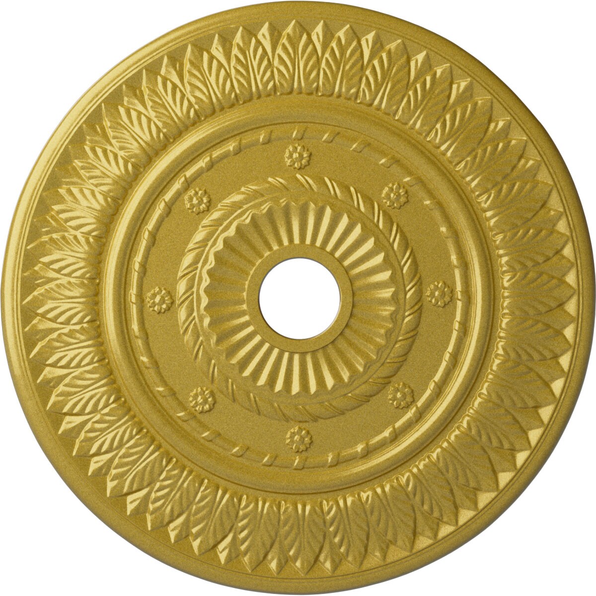 Ekena Millwork CM26LFRGS Leaf 26.75-in W x 26.75-in L Painted Rich Gold Polyurethane Whole Ceiling Medallion