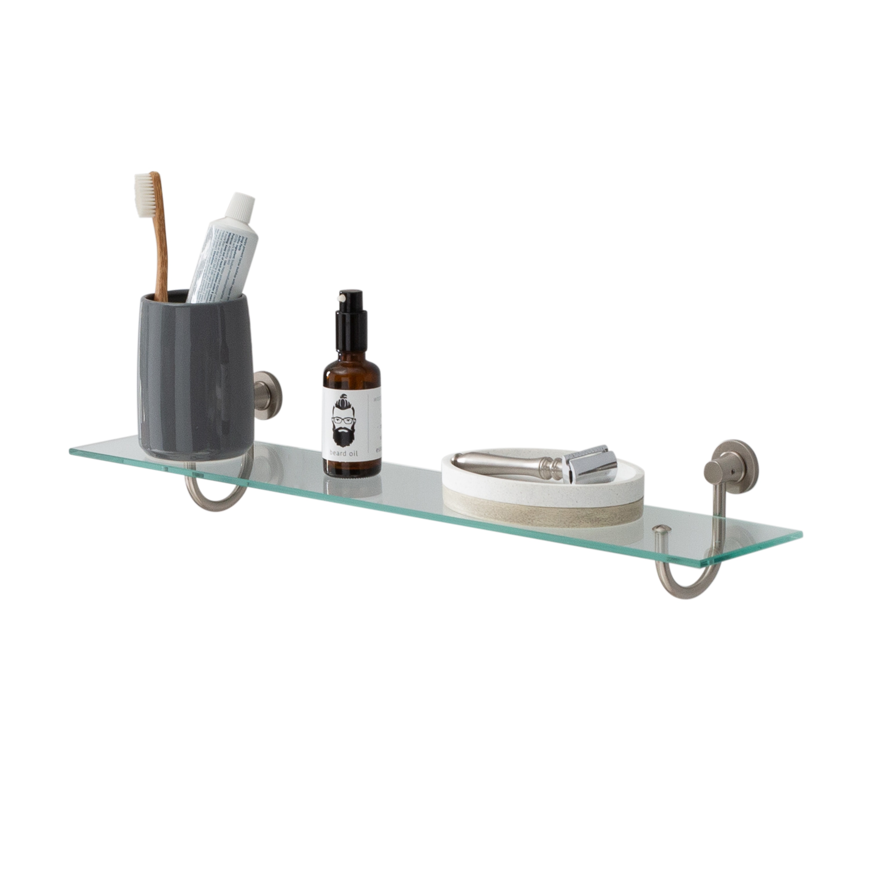 Spritz 5526_5276-79G by WS Bath Collections, Wall Mounted Frosted Glass Adhesive  Bathroom Shelf, Polished Chrome
