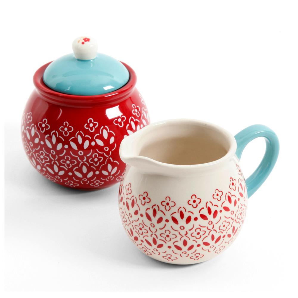 General Store 849100008M  Hollydale Sugar Jar with Lid and Creamer Decorated