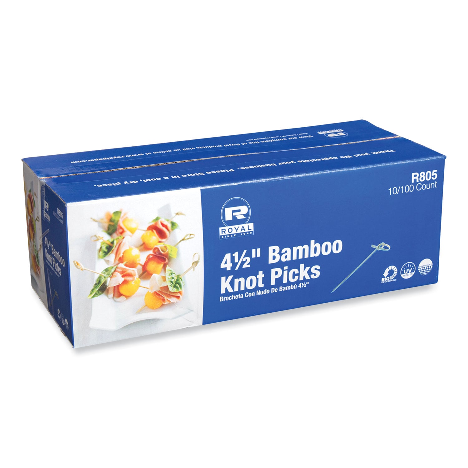 ACR Knotted Bamboo Pick Paper 4.5 Natural 100 Pack 10 Packs Carton