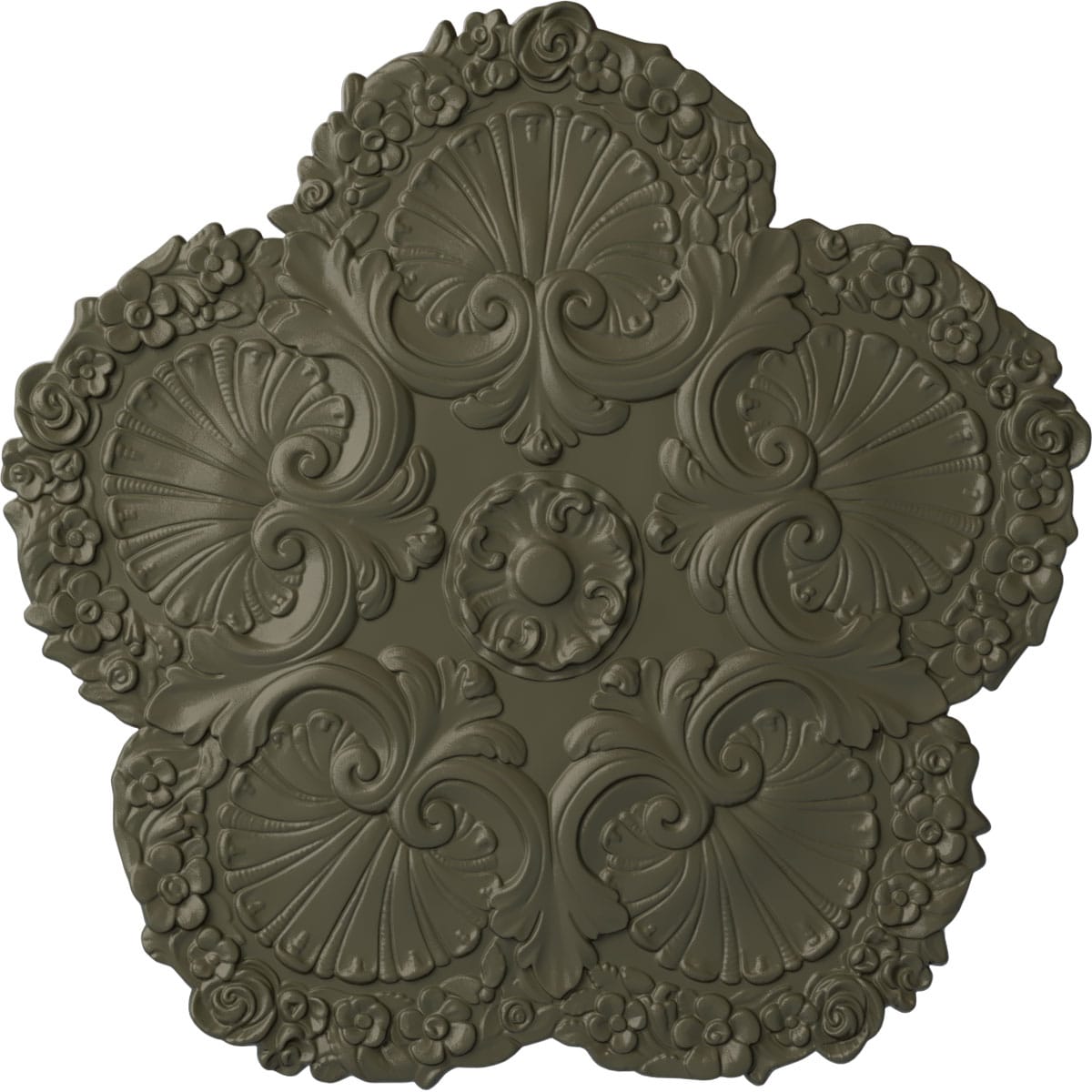Ekena Millwork CM25SHWHF Shell 25.625-in W x 25.625-in L Painted Witch Hazel Polyurethane Whole Ceiling Medallion