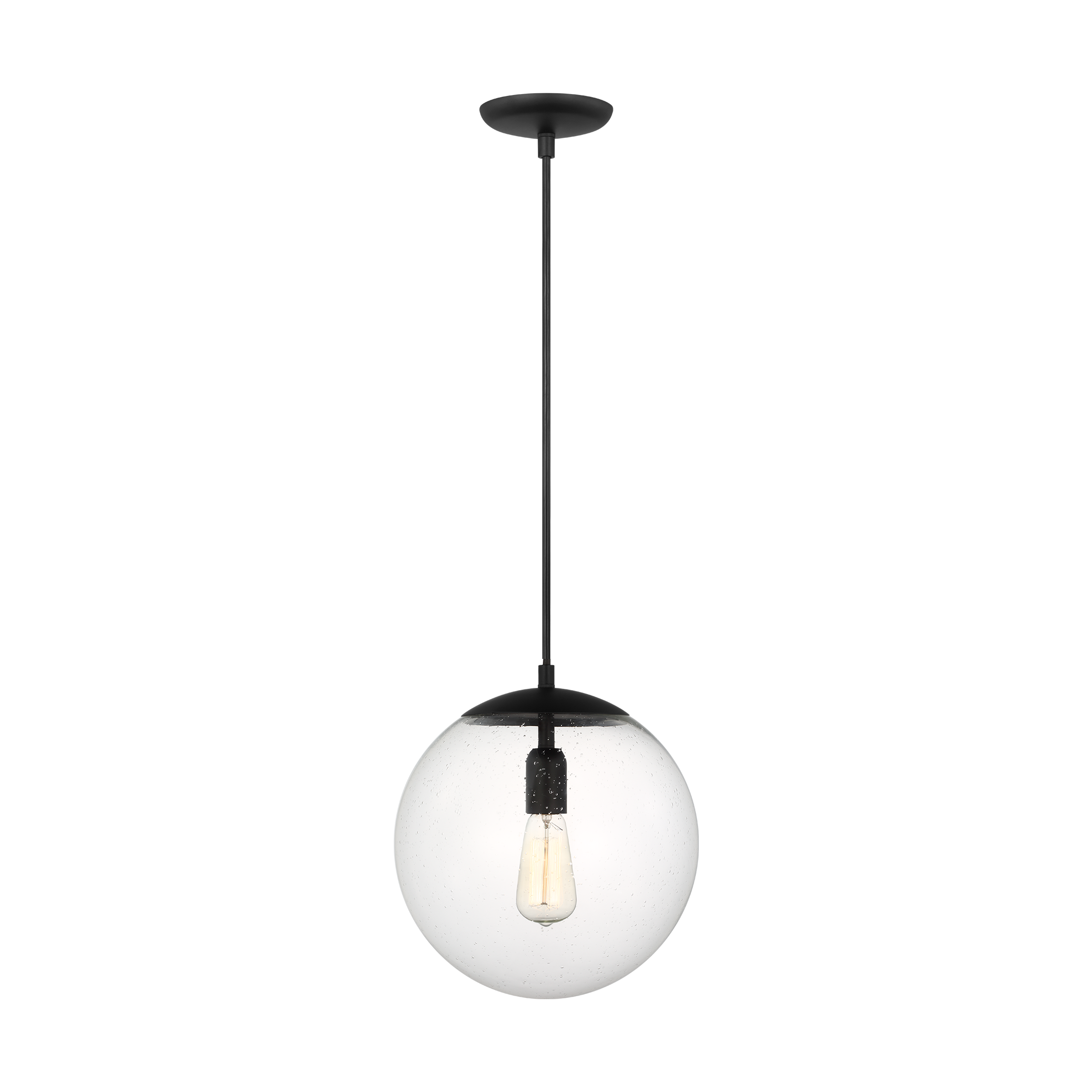 Generation Lighting 6701801-112 Leo 1 -Light Midnight Black Modern/contemporary Clear glass Geometric Small Hanging Pendant light