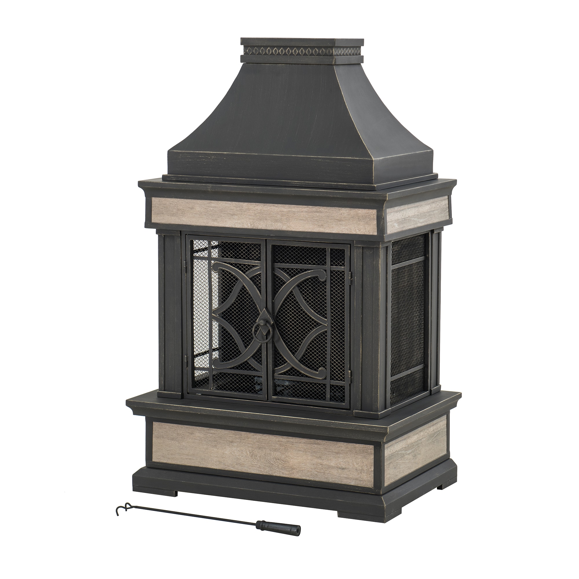 Sunjoy Black Outdoor Direct Vent Wood-Burning Fireplace Insert A304001005 Sansujyuku sansujyuku.com