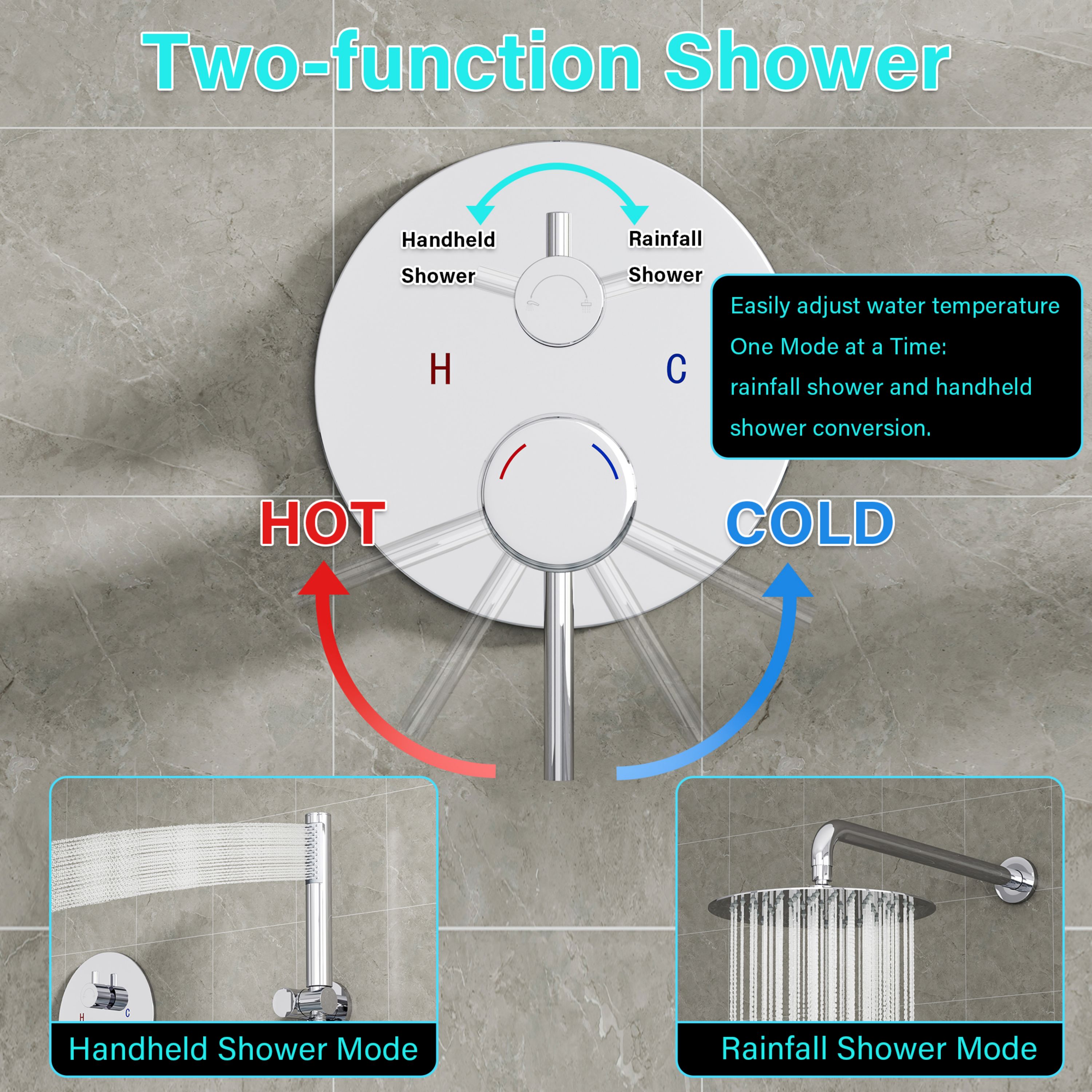 WELLFOR ZQ8001S Showerhead-Bar-Panels - View #7